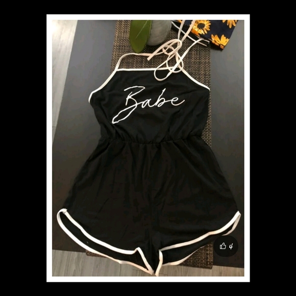 💋LETTER GRAPHIC SELF TIE HALTER ROMPER!!! - Picture 10 of 14